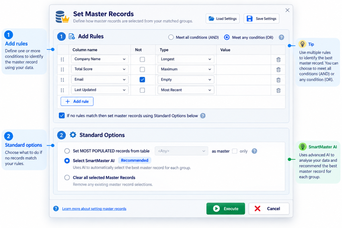 set master records